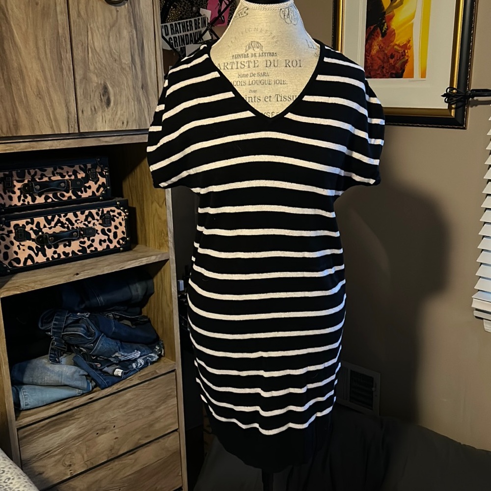 Calvin Klein Striped Sweater Dress - Medium